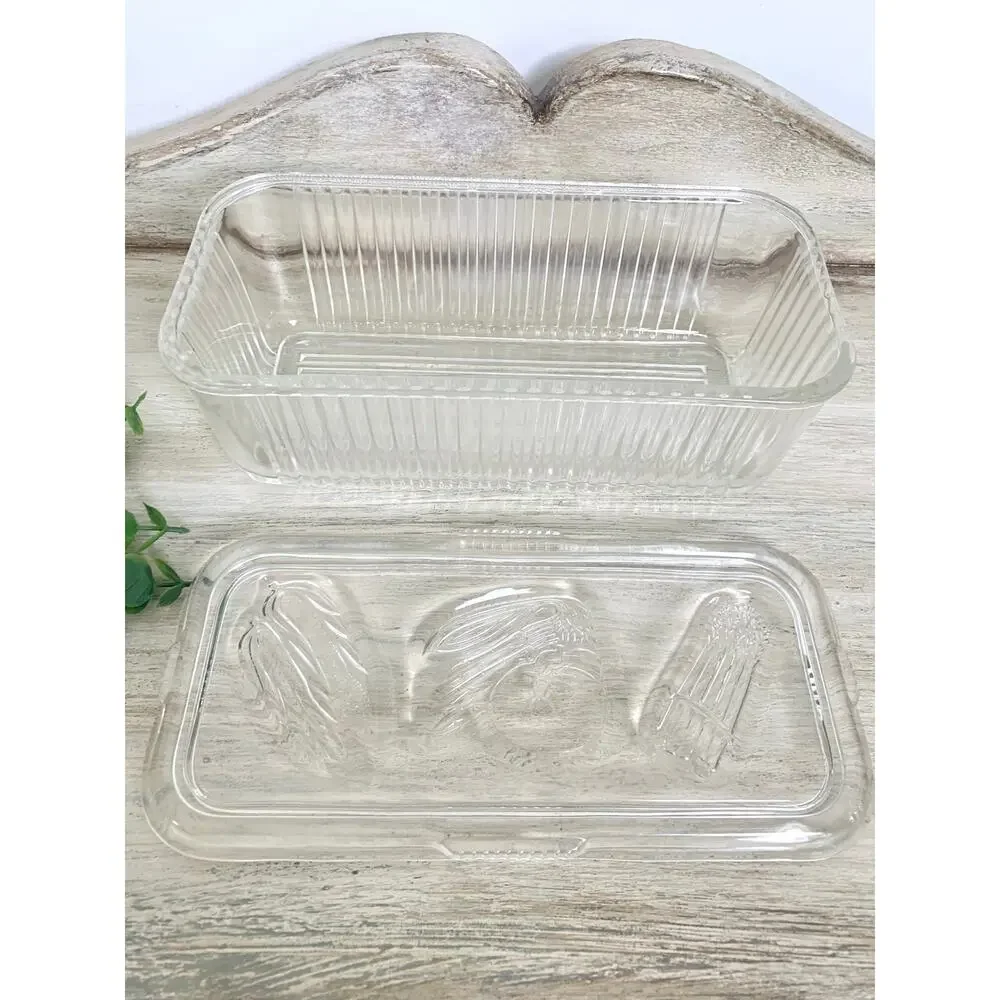Vintage Federal Glass Refrigerator Dish Lidded Glass Storage Container Retro